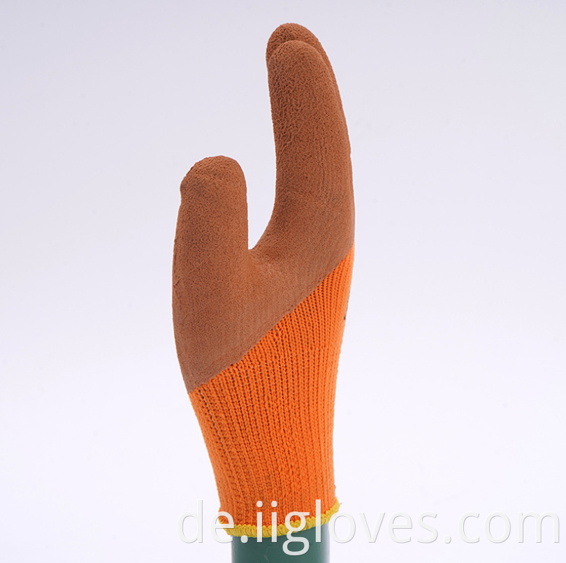 Orangefarbene Nylonschaum Terry-Handschuhe braune Latexschaum-Verschleiß-resistenten Schaumfrühchen-Jubelhandschuhe halbhangende atmungsaktive Handschuhe